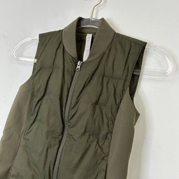 Lululemon Down and Around Puffer Vest Womens Size 2 Olive Green Goose Down - Picture 4 of 12